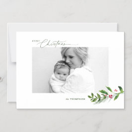 Invitación Magnética Watercolor Invierno Greenery Navidades modernos Fo