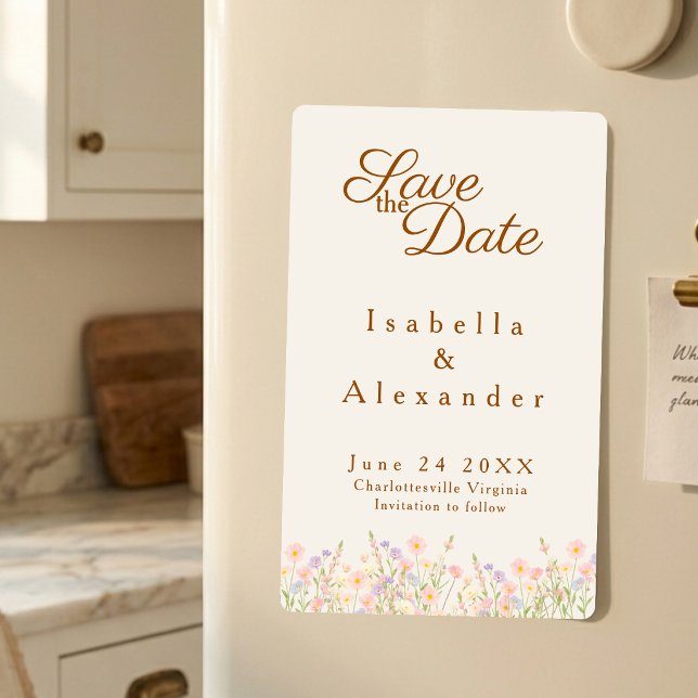 Invitación Magnética Watercolor Wildflower botanical pastel bottom flow (Subido por el creador)