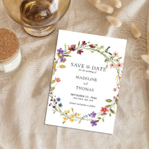 Invitación Magnética Watercolor Wreath Floral Wedding Save The Date