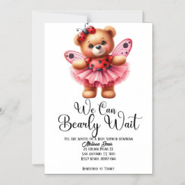 Invitación Magnética We Can Bearly Wait Girl Baby Shower Invitation