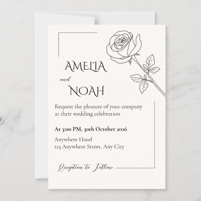 Invitación Magnética Wedding Invitation | Elegant Typographic Design (Anverso)