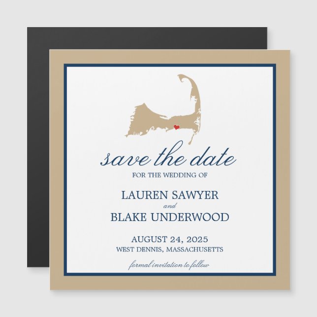 Invitación Magnética West Dennis Cape Cod Wedding Save the Date (Anverso/Reverso)