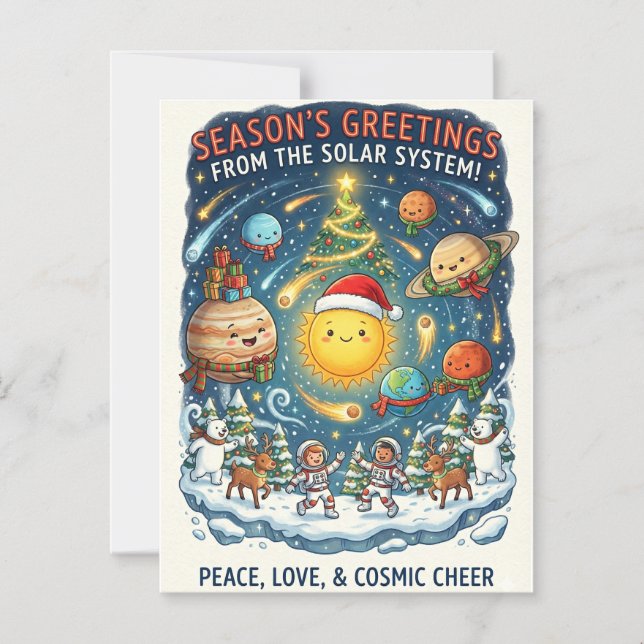 Invitación Magnética Whimsical Solar System Christmas Party with people (Anverso)