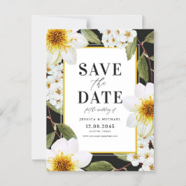 Invitación Magnética White Dahlias y Spireas Botanical Save The Date