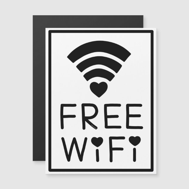 Invitación Magnética "WIFI LIBRE" en negro (Anverso/Reverso)