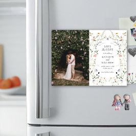 Invitación Magnética Wildflower Garden Floral Wreath Salvar La Fecha