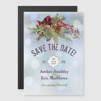 Invitación Magnética Winter Wonderland Poinsetia Magnetic Save The Date
