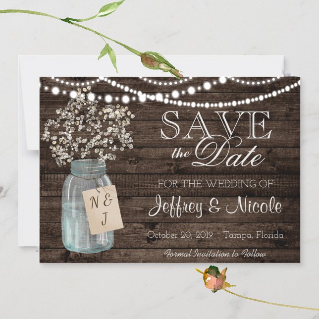 Invitación Magnética Wood Rustic Country Barn Boda Save Date (Subido por el creador)