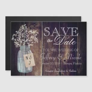 Invitación Magnética Wood Rustic Country Barn Boda Save Date