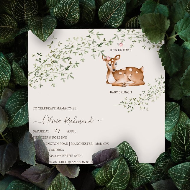 Invitación Magnética Woodland Deer Baby Shower (Subido por el creador)