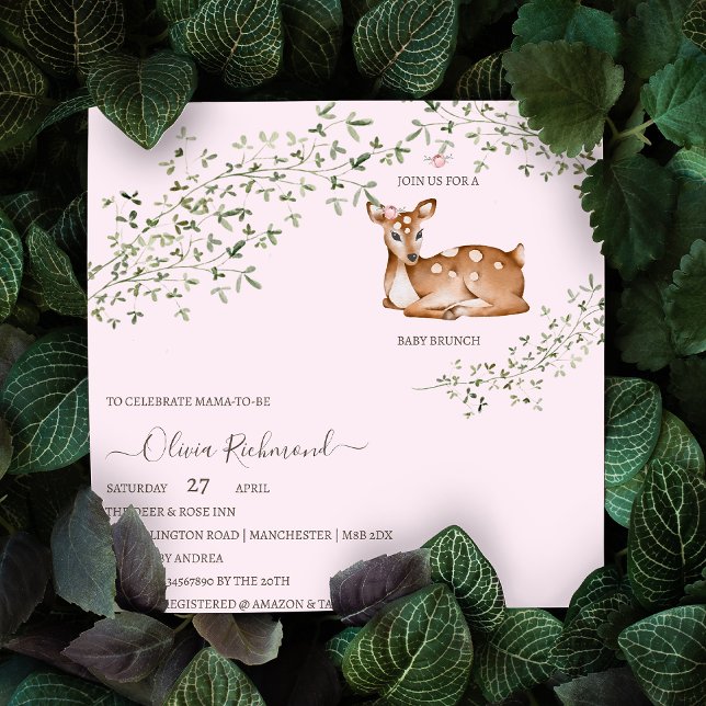 Invitación Magnética Woodland Deer Baby Shower (Subido por el creador)