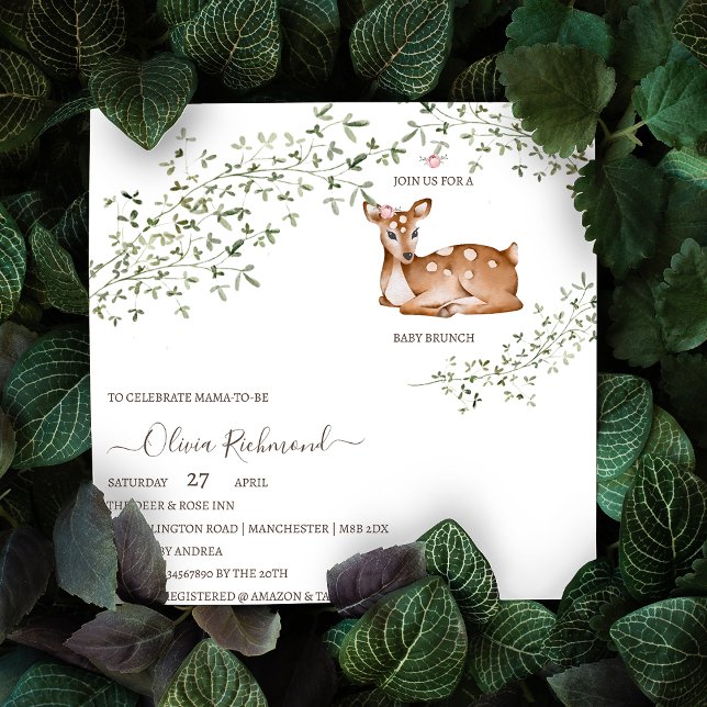 Invitación Magnética Woodland Deer Baby Shower (Subido por el creador)