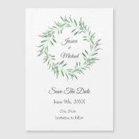 Wreath de oliva verde acuarela Guardar la fecha