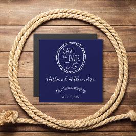 Invitación Magnética Wreath Nautical Rope Save the Date