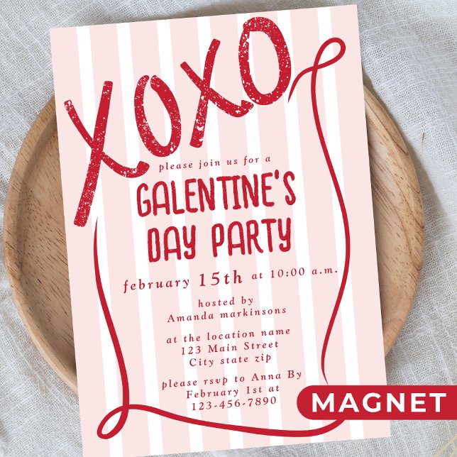 Invitación Magnética XOXO Hand Drawn Galentine’s Day Party (Subido por el creador)