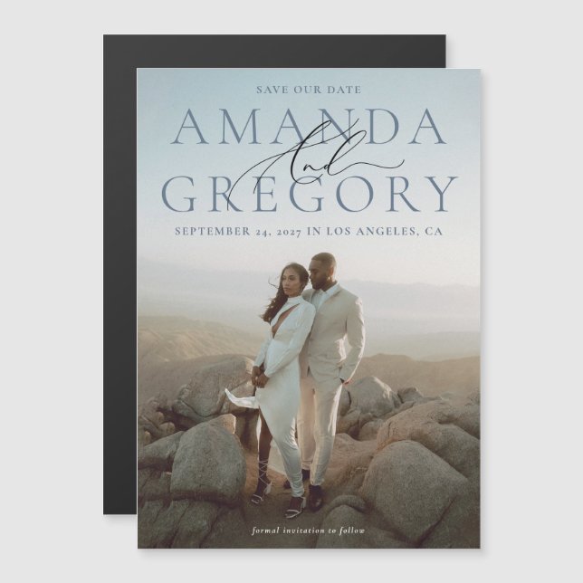 Invitación Magnética Y Guiar La Imagen Completa Elegante Guardar El Imá (Anverso/Reverso)