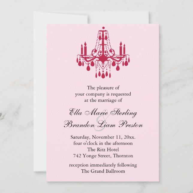 Invitación magnífica 2 (rojo) de la boda del salón (Anverso)