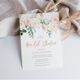 Invitación Magnífica ducha de novia Rubor y White Floral