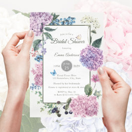 Invitación Magnífica ducha de novias Hydrangea pintada a mano