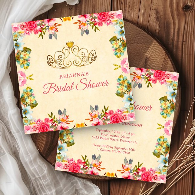 Invitación Magnífica ducha de novias Princesa de Flora Rosa (Subido por el creador)