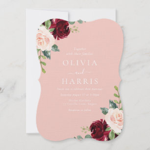 Invitación Magnífica elegancia Rubor Borgoña Boda floral