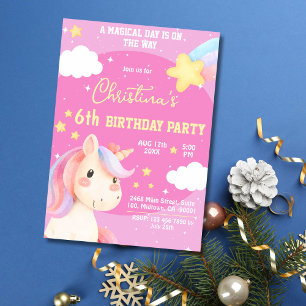 Invitación Magnífica estrella de unicornio moderno de color r