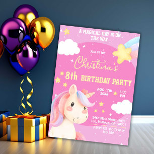 Invitación Magnífica estrella de unicornio moderno de color r