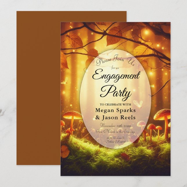 Invitación Magnífica fiesta de compromiso de cuento de hadas  (Anverso / Reverso)