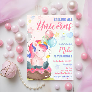 Invitación Magnífica fiesta de cumpleaños de Rainbow Unicorn