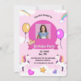 Invitación Magnífica fiesta de cumpleaños de unicornio