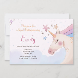 Invitación Magnífica fiesta de cumpleaños de unicornio
