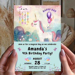 Invitación Magnífica fiesta de cumpleaños de unicornio