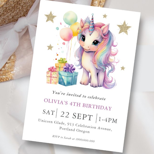 Invitación Magnífica fiesta de cumpleaños de unicornio (Subido por el creador)