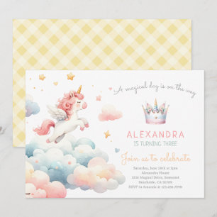Invitación Magnífica fiesta de cumpleaños de Unicornio Pastel