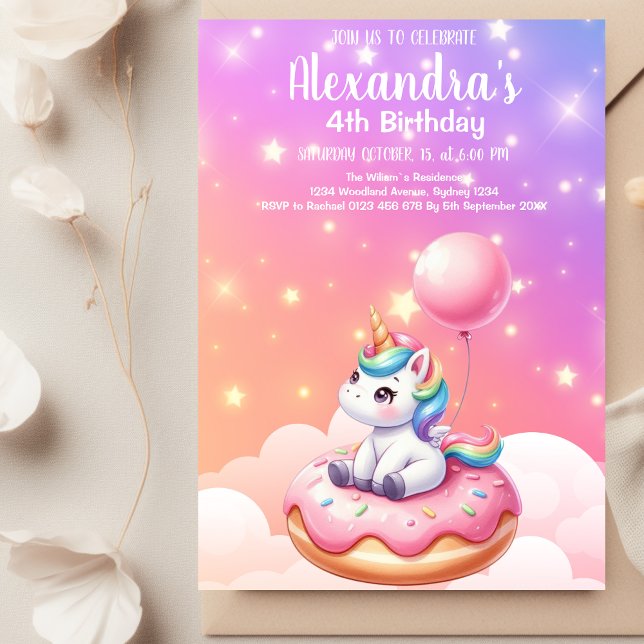 Invitación Magnífica fiesta de cumpleaños de unicornio y arco (Subido por el creador)