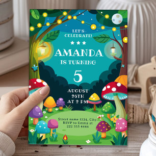 Invitación Magnífica fiesta de cumpleaños forestal para Chica