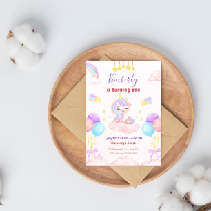 Invitación Magnífica fiesta de cumpleaños morado y rosa de un