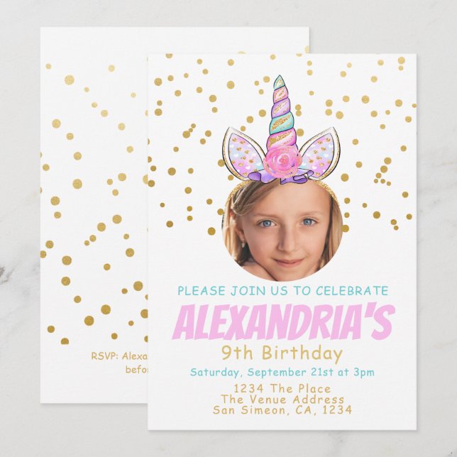 Invitación Magnífica fiesta de cumpleaños personalizada de un (Anverso / Reverso)