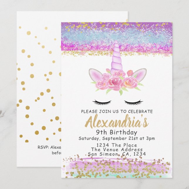 Invitación Magnífica fiesta de cumpleaños personalizada de un (Anverso / Reverso)