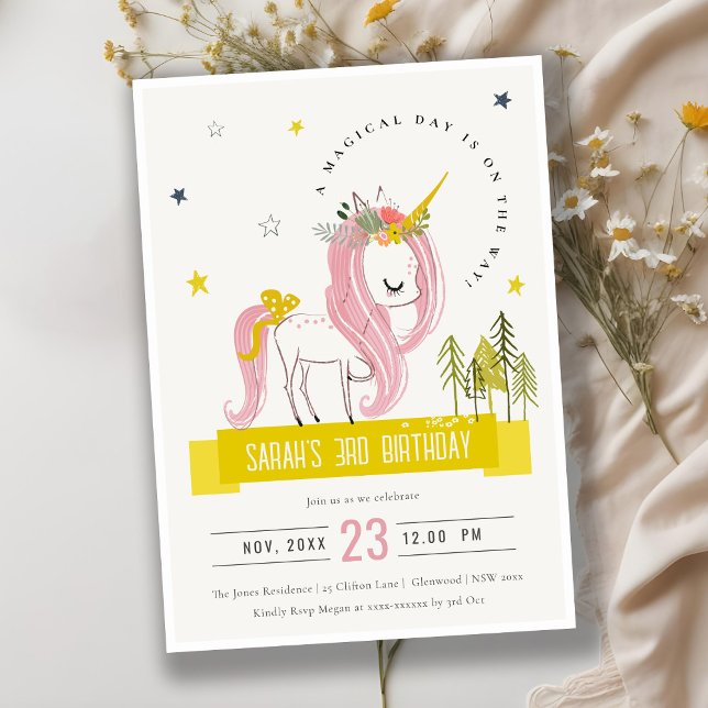Invitación Magnífica foto de cumpleaños de niños de unicornio (Subido por el creador)