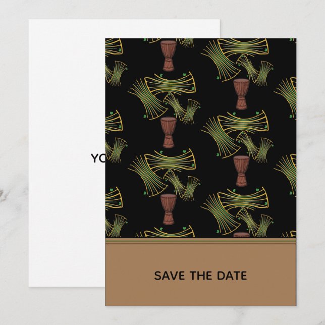 Invitación Magnífica imprenta africana Ankara Fabric  (Anverso / Reverso)