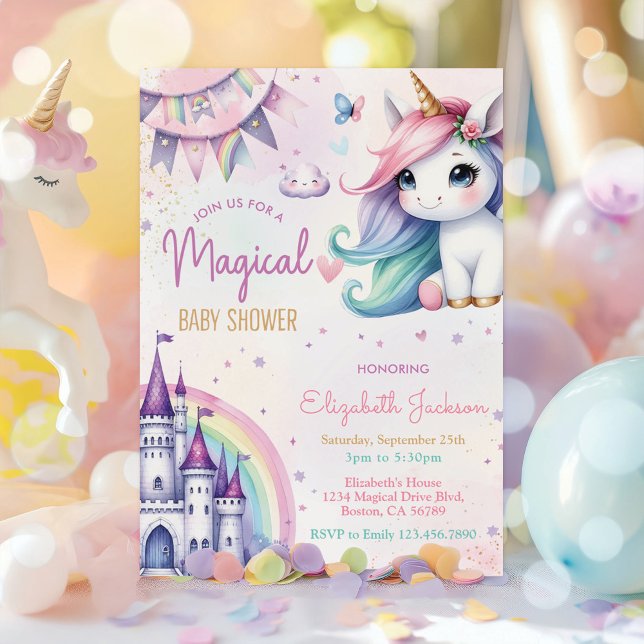 Invitación Magnífica Pastel Unicornio Bebé Ducha (Subido por el creador)