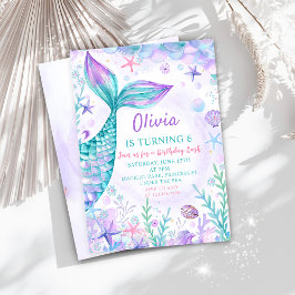 Invitación Magnífica Sirenita Fiesta de Cumpleaños