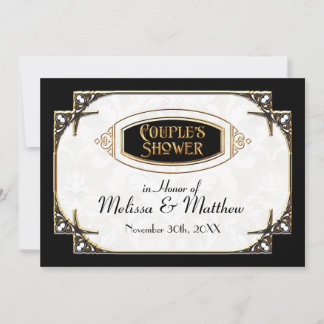 Invitación Magnífica tipografía de estilo Gatsby en oro de en