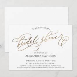 Invitación Magnífica tipografía de oro simple ducha de novia