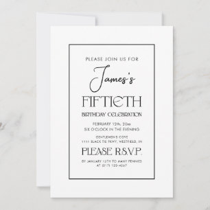 Invitación Magnífica tipografía elegante 50 cumpleaños