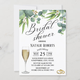 Invitación Magnífica tipografía Foliage Floral Bridal Shower