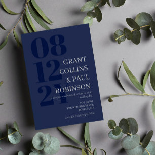 Invitación Magnífica tipografía gris azul de la Marina