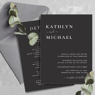 Invitación Magnífica Tipografía Moderna Negra En Un Boda