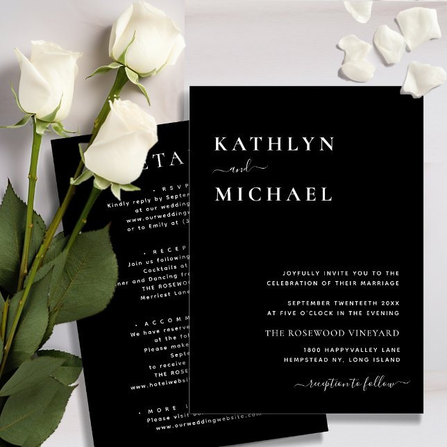 Invitación Magnífica Tipografía Moderna Negra En Un Boda (Subido por el creador)